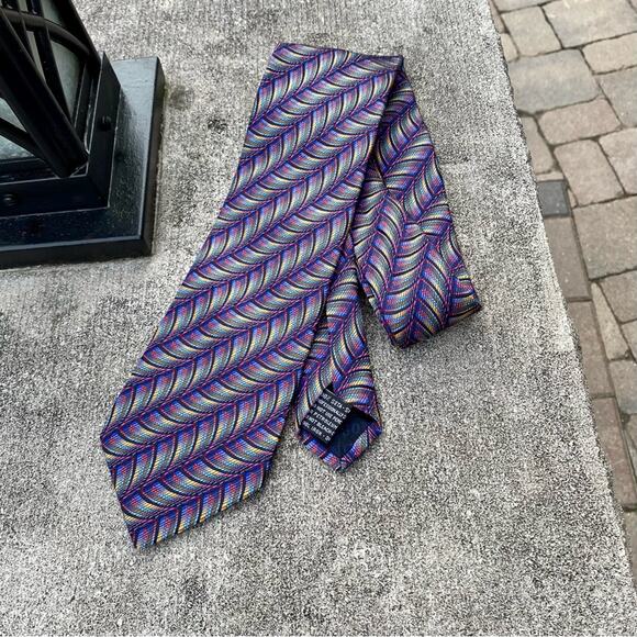 Missoni 100% Silk Mens Tie Colorful Geometric Design Work Wear Designer - Picture 1 of 16